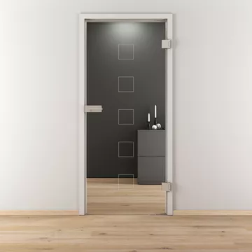 Glasdrehtür NOVA 505, Blickdichte klar, Bohrungsart Studio/Office