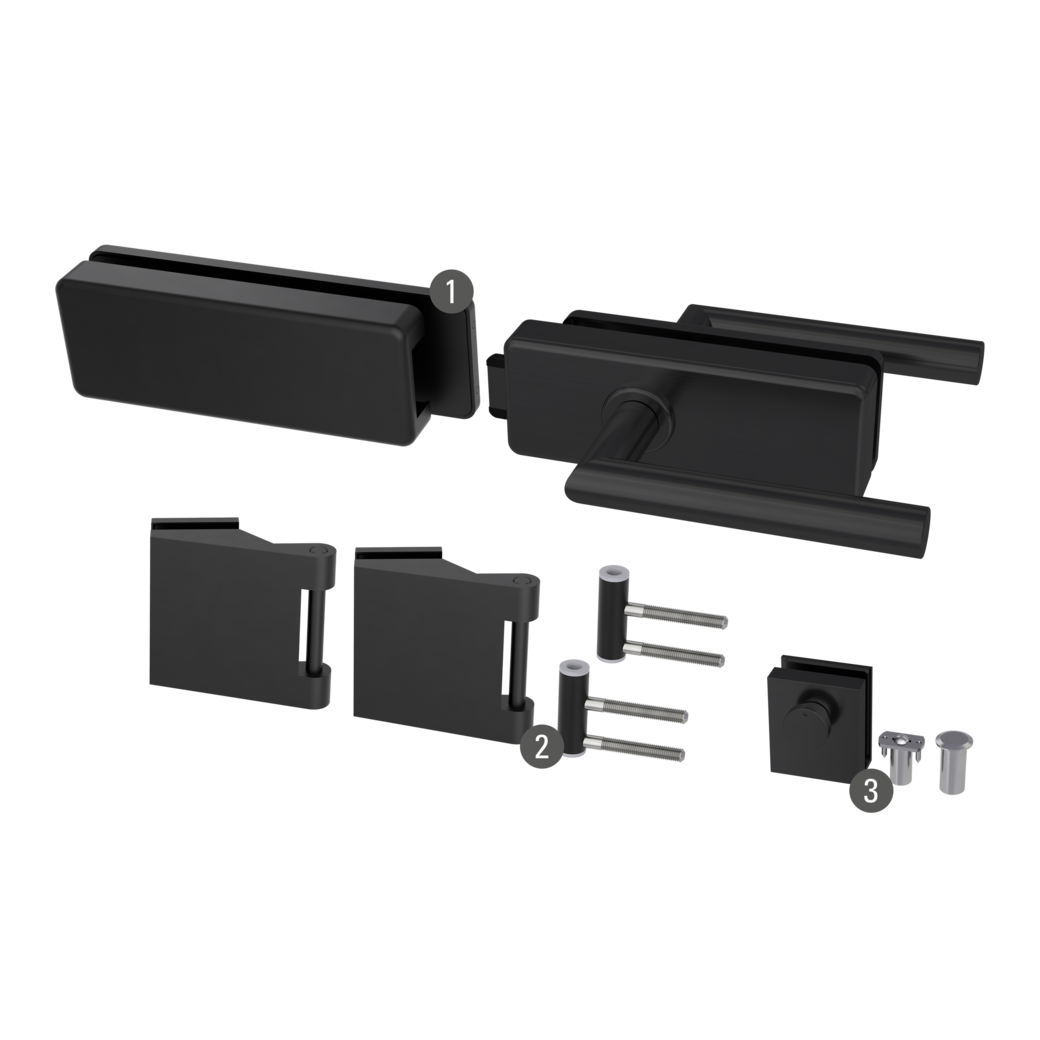 Gegenkasten Set SKS 61 SMART inkl. Türschnäpper, Feststeller,  3tlg. Bänder Schwarz