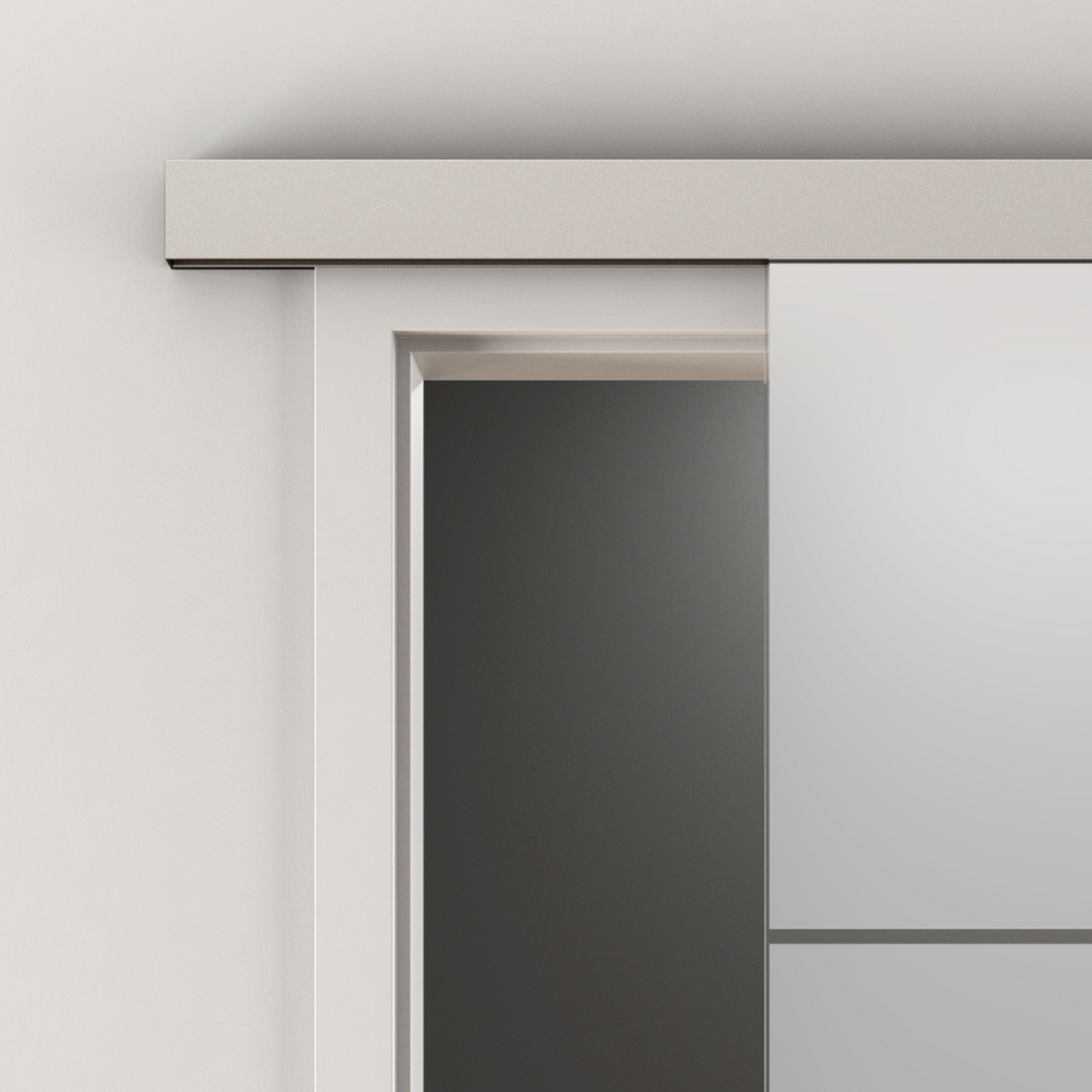 Schiebetürsystem NOVA 407 PREMIUM Wandmontage/Glastür 2m 1-flügelig Edelstahl-Optik matt/C31