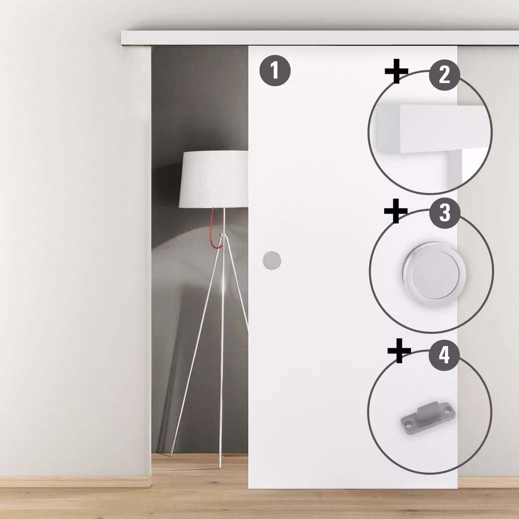 Schiebetür ONTARIO BIANCO PREM Alu EV1 weiß blickdicht CIRCLE 935x2058x39mm