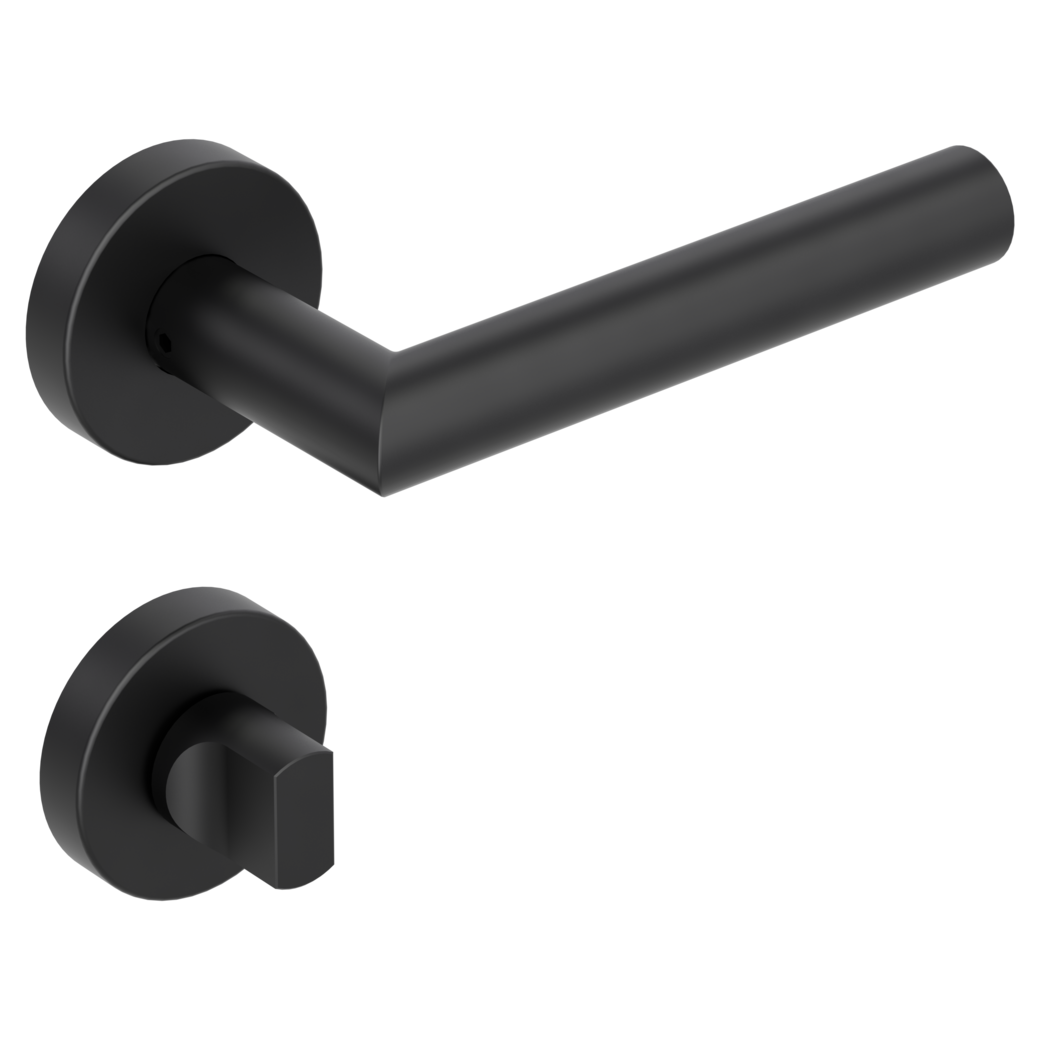 Türgriffgarnitur TD 189 Klipptechnik Rosetten rund WC Schwarz