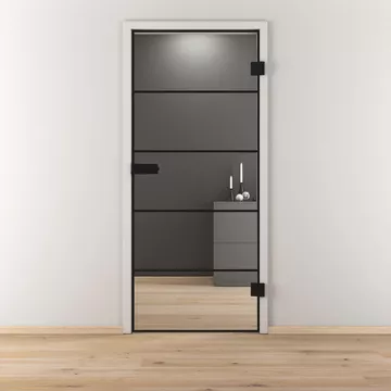 Glasdrehtür NOVA 682 BLACK, Blickdichte klar, Bohrungsart Studio/Office