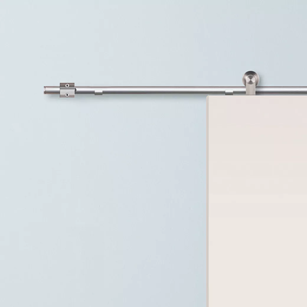 Schiebetürsystem NOVA 416 Wandmontage/Holztür 2m 1-flügelig Edelstahl-Optik matt