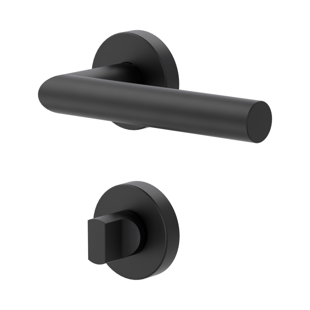 Türgriffgarnitur TD 189 Klipptechnik Rosetten rund WC Schwarz