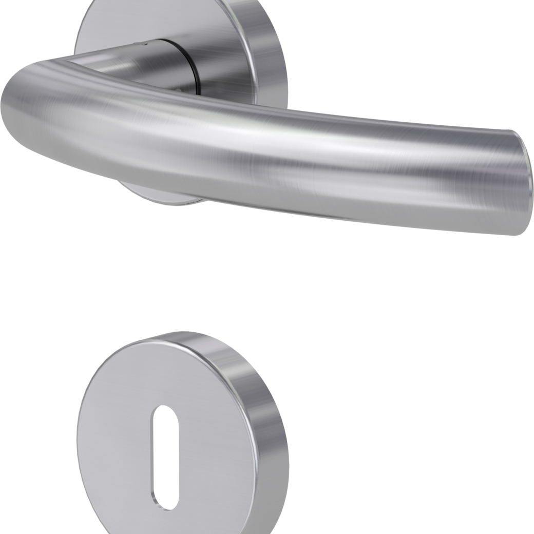 Türgriffgarnitur AMICO 340 Klipptechnik Rosetten rund Buntbart Edelstahl matt