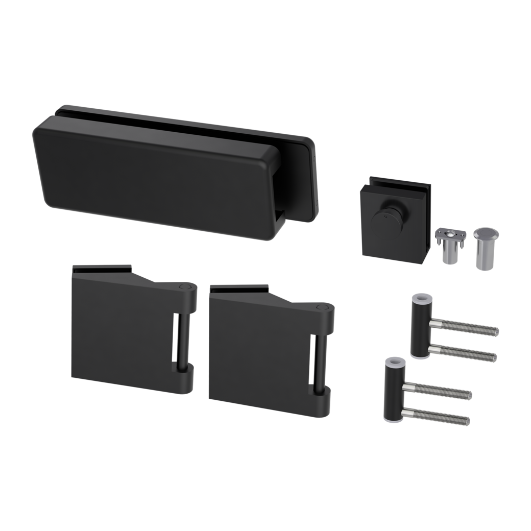 Gegenkasten Set SKS 61 SMART inkl. Türschnäpper, Feststeller,  3tlg. Bänder Schwarz