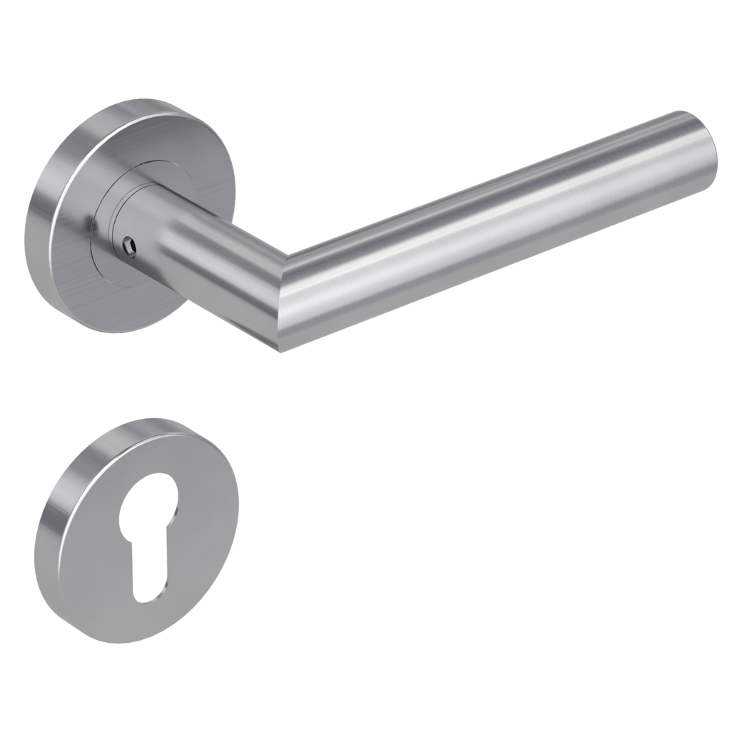 Türgriffgarnitur TD 297 Klipptechnik Rosetten rund Profilzylinder Edelstahl matt