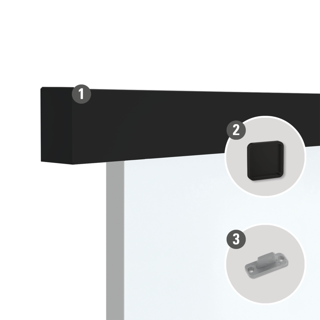 Schiebetürsystem NOVA 406 PREMIUM Wandmontage/Glastür, Holztür 1,9m 1-flg. Schwarz GM-e 491