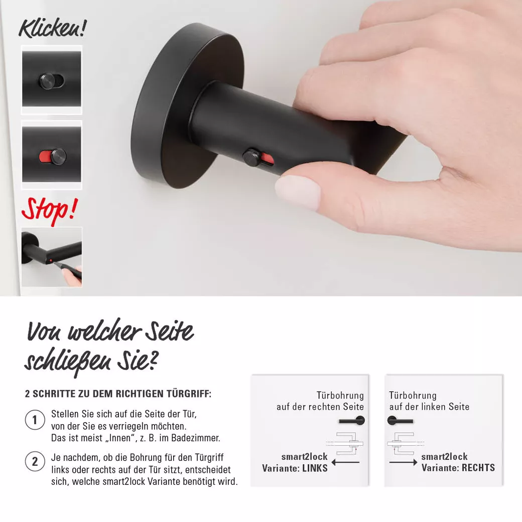 Türgriffgarnitur AMICO 340 Klipptechnik Rosetten rund smart2lock R Edelstahl matt