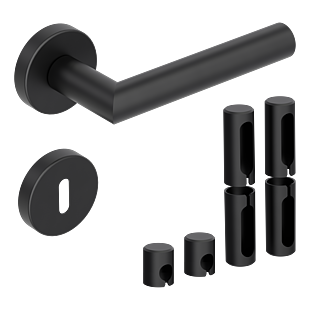 Türgriff-Set NOVA CORVO 120, Oberfläche Schwarz PVD, Abdeckung Rosetten rund