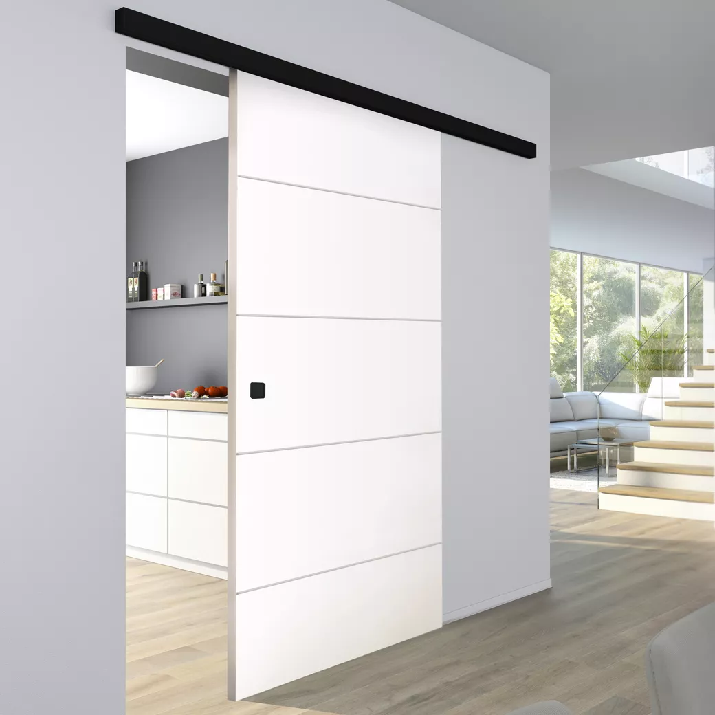 Schiebetür ONTARIO BIANCO Schwarz Holztür WHITE 935x2058mm Wandmontage 935x2058x39mm