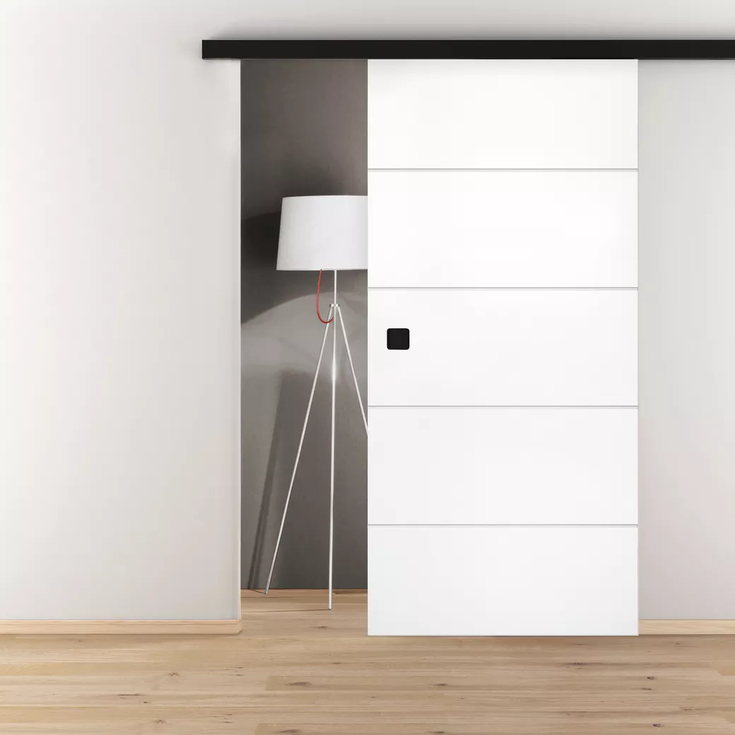 Schiebetür ONTARIO BIANCO Schwarz Holztür WHITE 935x2058mm Wandmontage 935x2058x39mm