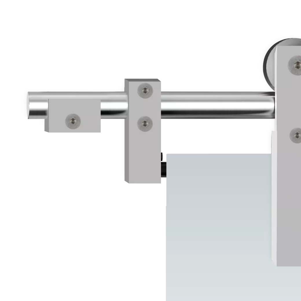 Schiebetürsystem NOVA 418 PREMIUM Wandmontage/Glastür 2m 1-flügelig Edelstahl-Optik matt