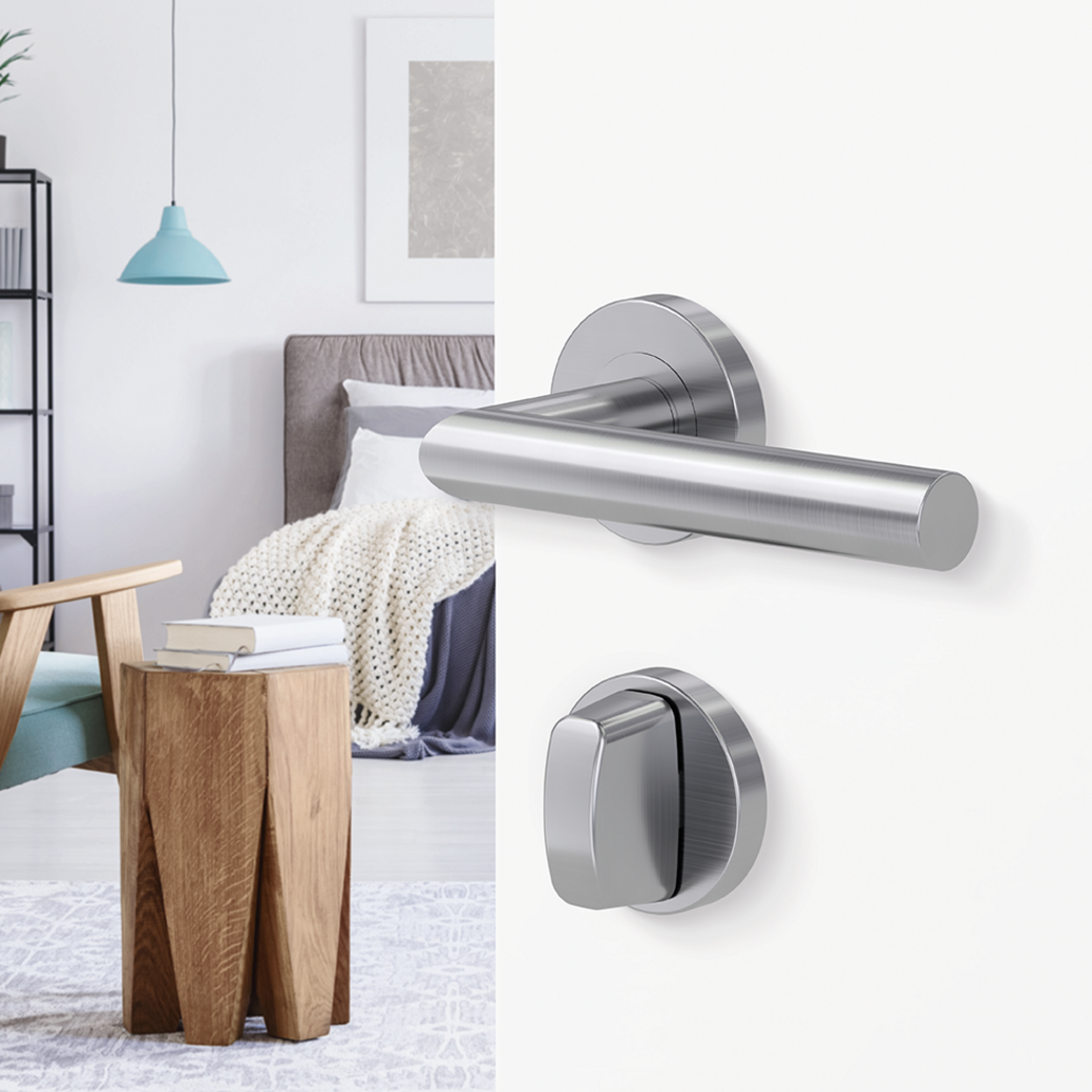 Türgriffgarnitur TD 297 Klipptechnik Rosetten rund WC Edelstahl matt