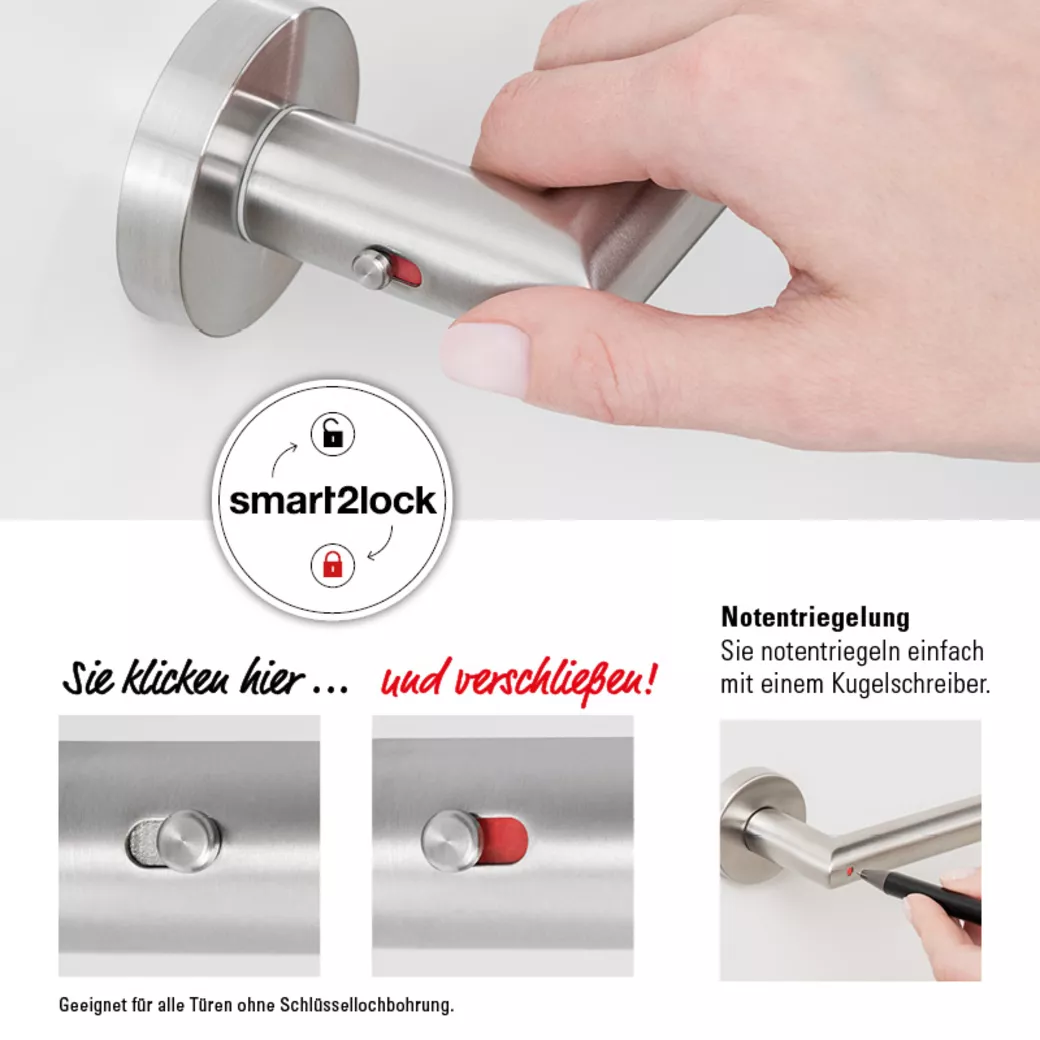 Türgriffgarnitur AMICO 340 Klipptechnik Rosetten rund smart2lock R Edelstahl matt