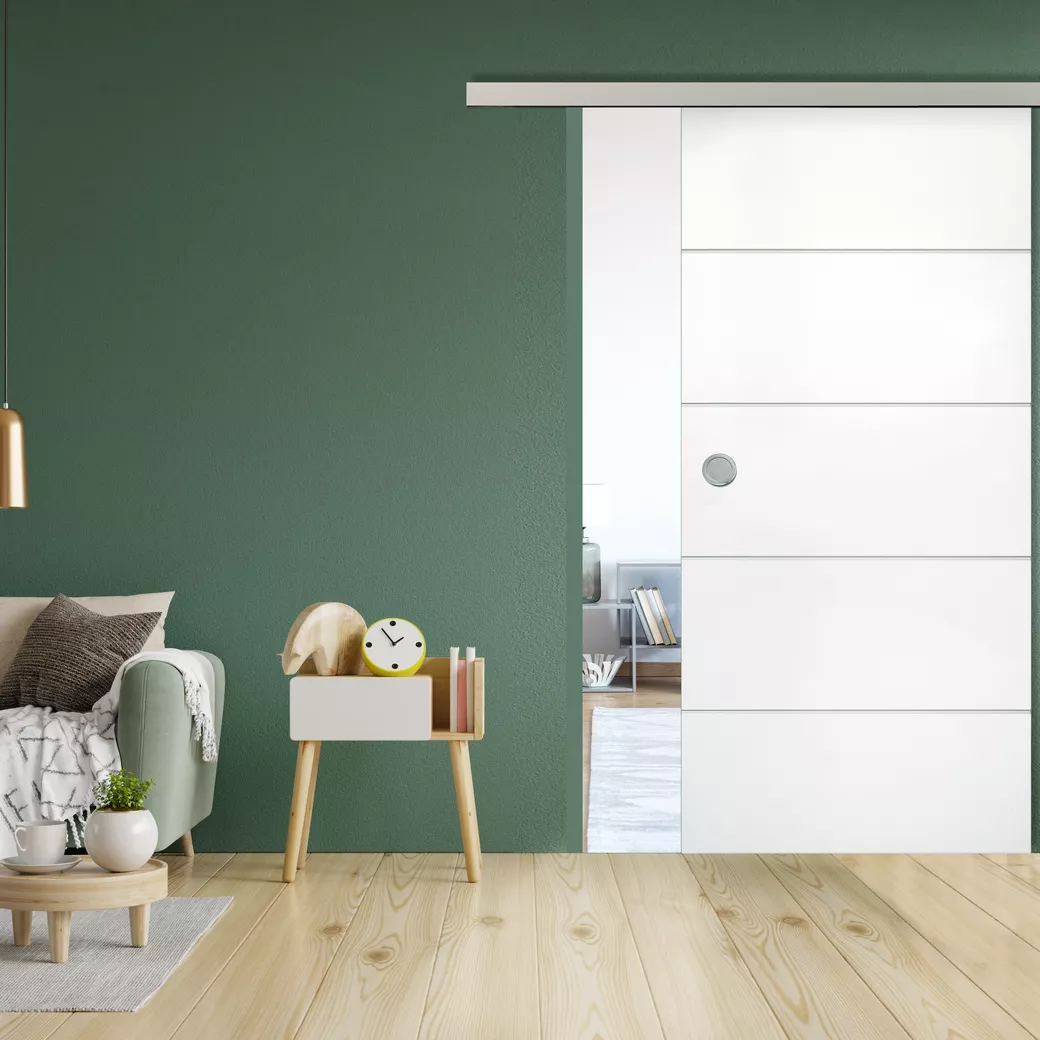 Schiebetürsystem NOVA 411 mit Softeinzug Wandmontage/Glastür 1,9m 1-flg. Alu EV1 CIRCLE