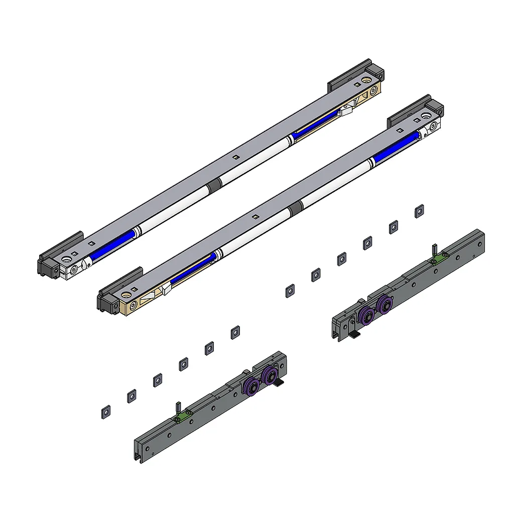 NOVA 407 Zubehör-Set Glas 2x Laufwagen, 2x Softeinzug 8+10mm Glasdicke, max. 120kg