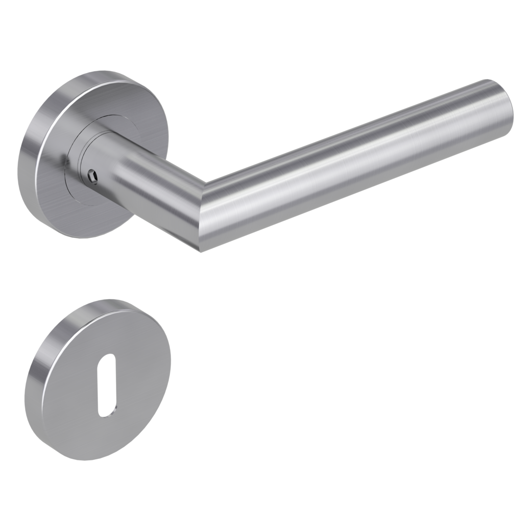 Türgriffgarnitur TD 297 Klipptechnik Rosetten rund Buntbart Edelstahl matt