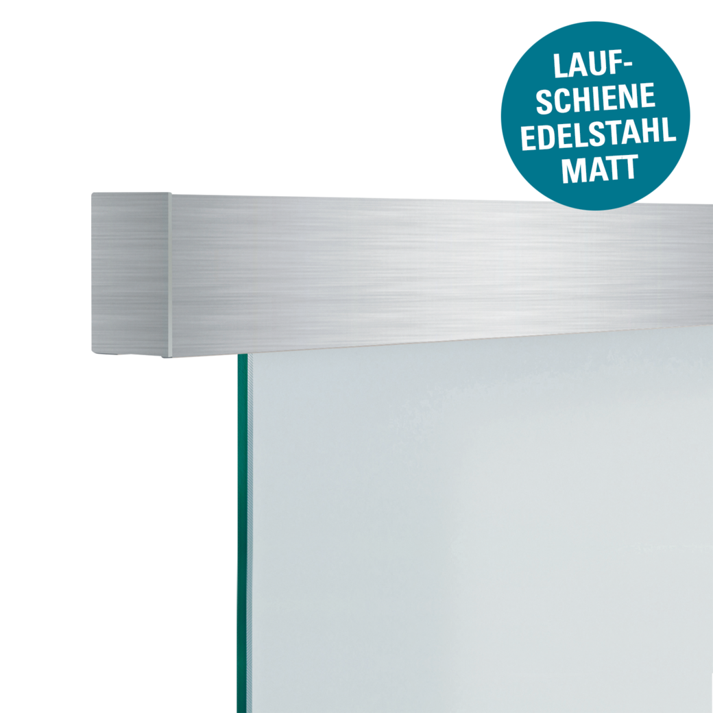 Schiebetürsystem NOVA 407 PREMIUM Wandmontage/Glastür 2m 1-flügelig Edelstahl-Optik matt/C31