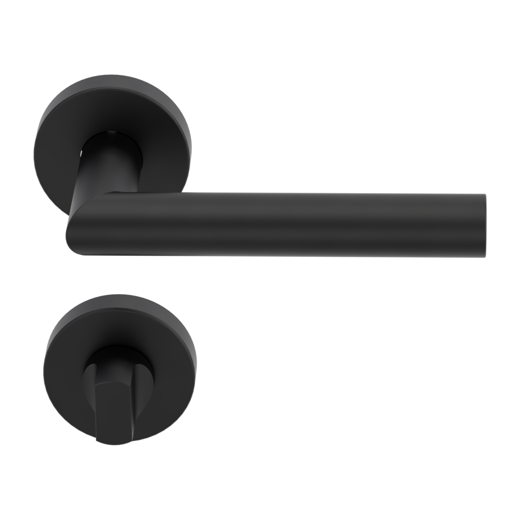 Türgriffgarnitur TD 189 Klipptechnik Rosetten rund WC Schwarz